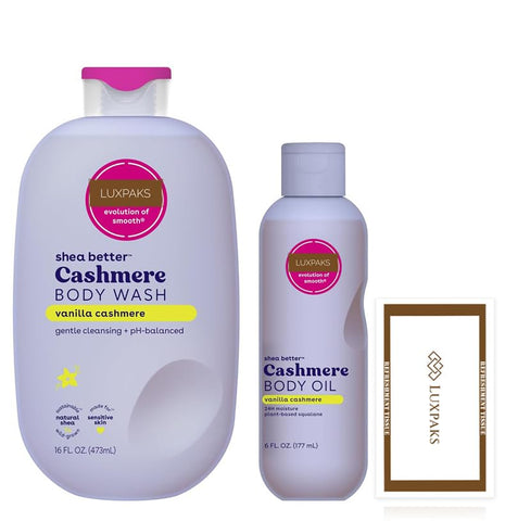 Skincare Set: E.O.S. Vanilla Cashmere Body Wash & Oil + LUXPAKS Wipe