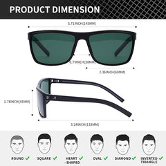 Risipu 3-Pack Polarized Sunglasses for Men and Women, Lightweight Rectangular Sun Glasses Men, UV400 Protection Mens Sunglasses Polarised (Black*3)