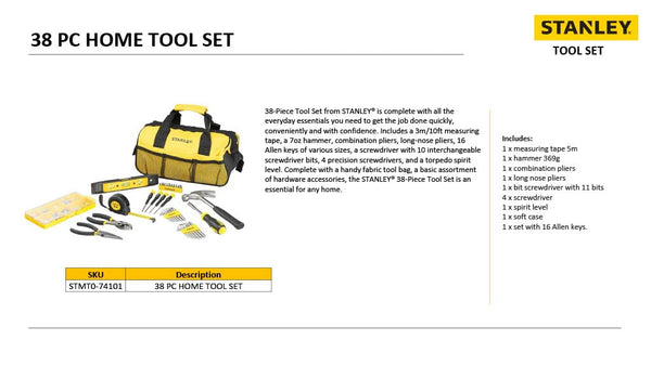 Stanley material tool set, 38 pieces, STMT0-74101