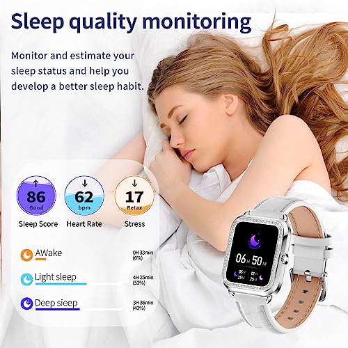 Smart Watches for Women Diamond,1.29"AMOLEDTouch Screen Ladies Waterproof Smart Watch with Heart Rate/Blood Pressure/Sleep Monitor,19 Sport Modes Womens Smart Watches for Android IOS