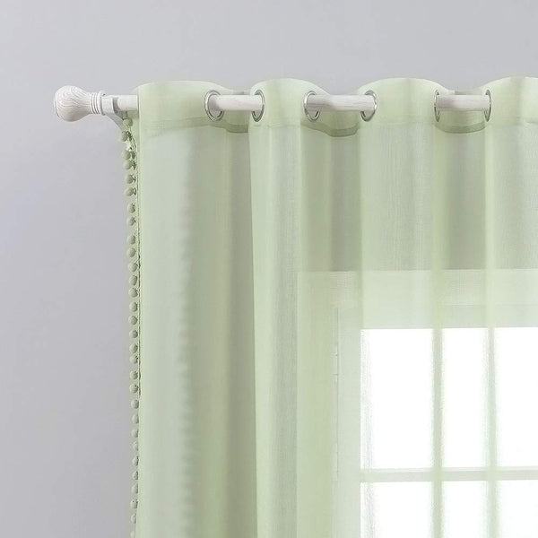 MIULEE 2 Panels Sheer Curtains Voile Transparent Curtains Voile Bedroom Ultra Soft Voile Kid Windows Balcony Decor Living Room Grommet Top 55inches Wx88inches L 140cmx225cm Green