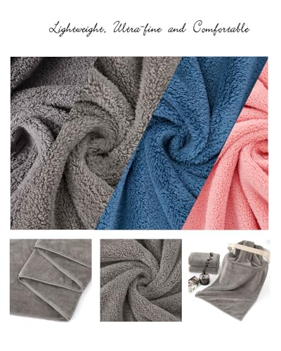 Lumimi Towels 4 Piece Bath Towel Set Super Soft Absorbent Light Weight Dry Well and Durable Gym Beach Travel, 55" L x 27" W, 4 Pack Elegant Grey Brown