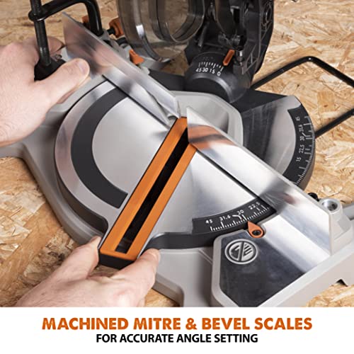 Evolution Power Tools R185CMS-Li Cordless Compound Mitre Saw with Multi-Material Cutting, 45° Bevel, 45° Mitre, 850W - includes 185MM TCT Blade, Battery NOT Included, Black/Orange (088-0001)