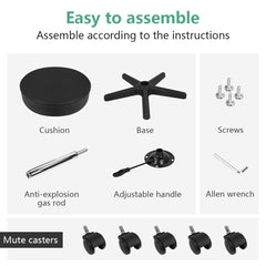 FURWOO Round Rolling Stool with Wheels Height Adjustable Spa Stool for Salon Massage Home Kitchen Black