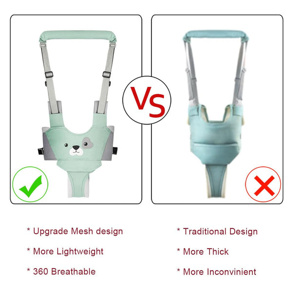 Vicloon Baby Walking Harness, Safe Walking Belt, Hand-Held Baby Walker, Removable, Adjustable Walking Harness, Breathable Handheld Baby Walker Toddler Walking Assistant - Green Puppy