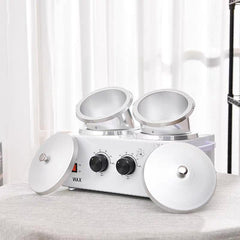 Sanqiao Professional Wax Warmer, Double Hot Wax Pots for Painless Hair Removal, Women Men Domestic Hair Salon Wax Heater Pot with Handle, Adjustable Temperature (200W)