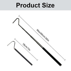 Jdbefuy Collapsible Snake Hook, 7.7" to 26" Stainless Steel Extensible Snake Catching Tool, Retractable Handling Hook for Controlling and Moving Small Snakes and Reptiles Up (Black)