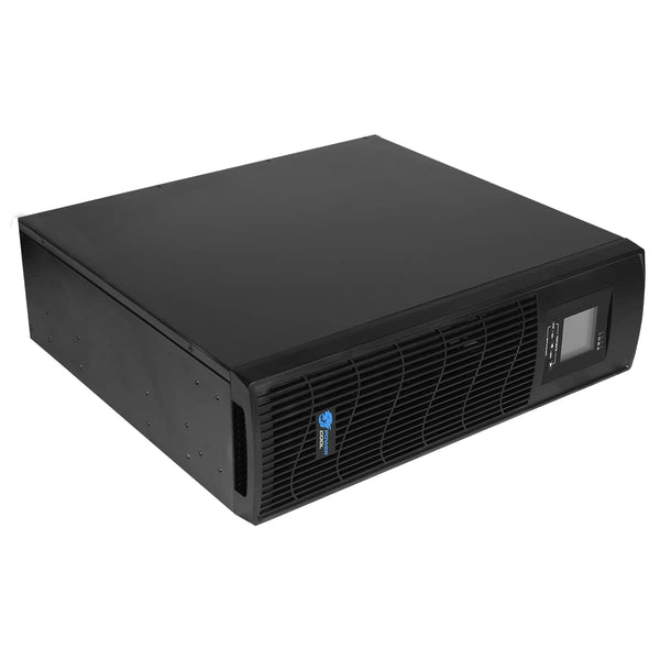 Powercool Intelligent Rackmount UPS Series, Uninterruptible Power Supply, 3000VA, 3U, 2 x UK Socket, 3 x IEC 320 C13, 2 x RJ45, 1 x USB, Stand Alone, Rack Or Wall Mountable | Black