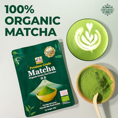 Double Dragon Organic Match Green Tea Powder 100g - Premium Ceremonial Grade Japanese Stone-Ground Matcha Powder | Antioxidant Rich Matcha Tea for Lattes, Smoothies & Baking | Vegan and Gluten-free