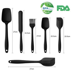 Vicloon Silicone Spatulas Spoons Set, Silicone Kitchen Utensils Including Rubber Spatula, Non-Stick and Heat Resistant for Cooking, Baking and Mixing (Black - 6Pcs)