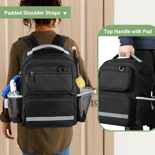 HODRANT Cleaning Backpack, Housekeeping Tools Backpack with Bottom Plate & Waterproof Bottom, Large Cleaning Caddy Bag for Cleaning Supplies, Cleaning Caddy Organizer for Home & Car, Bag Only