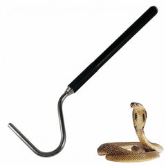 Jdbefuy Collapsible Snake Hook, 7.7" to 26" Stainless Steel Extensible Snake Catching Tool, Retractable Handling Hook for Controlling and Moving Small Snakes and Reptiles Up (Black)
