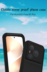 LOVE MEI for Huawei Pura 80 Pro/Huawei Pura 80 Pro+ Metal Case,Outdoor Heavy Duty Rugged Aluminum Metal Military Bumper Shockproof Protection Case Cove 【Without Tempered Glass】 (Red)