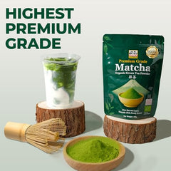 Double Dragon Organic Match Green Tea Powder 100g - Premium Ceremonial Grade Japanese Stone-Ground Matcha Powder | Antioxidant Rich Matcha Tea for Lattes, Smoothies & Baking | Vegan and Gluten-free