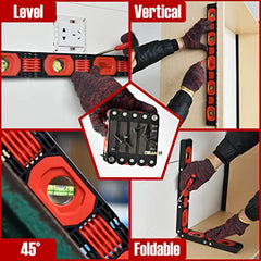 N&S Juvyig Multi-Function Foldable Level Tool - Multi-Angle Measuring Woodworking Tools - Precise Leveling in Any Position Ruler w/Magnetic (ABS)