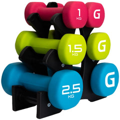 Gallant Neoprene Weights Dumbbells Set with Stand - Hex Dumbbell Hand Weights for Women & Men - Free Weights Set For Home Gym Fitness Pilates Training Exercise 10KG (1kg, 1.5kg, 2.5kg Pair)