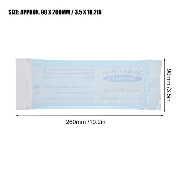 200pcs Self Sealing Cleaning Pouch, 90x 260mm Sterilisation Pouches Disposable Self Sealing Cleaning Pouch Oral Supply Cleaning for Dental Materials