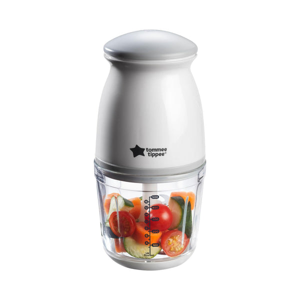 Tommee Tippee Quick-Chop Mini Baby Food Blender and Chopper for all Stages of Weaning, Durable Glass Bowl and Stainless Steel Blades, 500ml Capacity, 200W Motor, White and Clear, 1.0 count (447851)