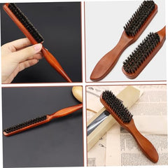 Boar Bristle Hair Brushes,2Pcs Beard Brush,Soft Bristle Hair Brush with Wooden Handle and Paint Coating Detangling,Cleaning Bristle Salon Brush for Women Men