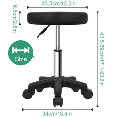 FURWOO Round Rolling Stool with Wheels Height Adjustable Spa Stool for Salon Massage Home Kitchen Black