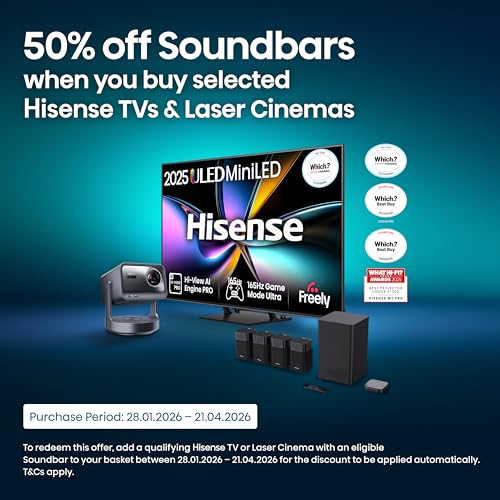 Hisense 43" 43E78QTUK PRO 144Hz QLED Smart AI TV - Hi-View AI Engine, 144Hz Game Mode PRO, Dolby Atmos, Quantum Dot Colour with Freely, Disney +, YouTube, Netflix