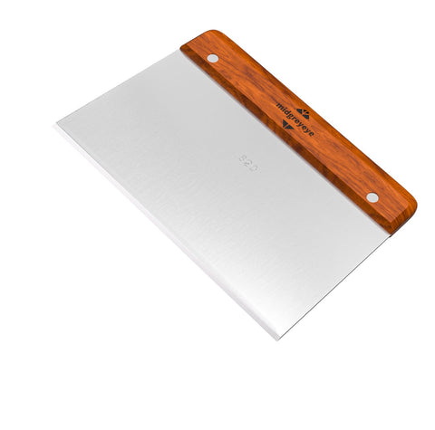 Midgreyeye Premium Bench Scraper Dough Cutter Large with Wooden Handle Dough Scraper Dough Card Dough Spatula Scraper Kitchen for Cake, Cake, Pizza, Cake, Dough, Baking Utensils (8 * 5 in)