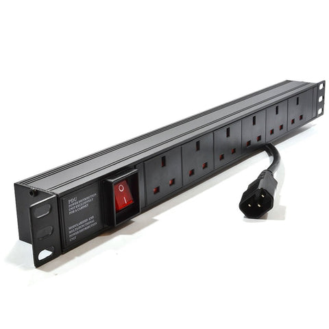 kenable Power Distribution C14 Plug to UK 6 Way 19 inch Horizontal Rack PDU 1.8m [1.8 metres]
