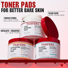 Thayers Blemish Clearing Acne Pads, Salicylic Acid Acne Treatment for Face, Pore Reducing, Exfoliating, and Soothing Skincare, Witch Hazel Toner Pads, 60 Ct