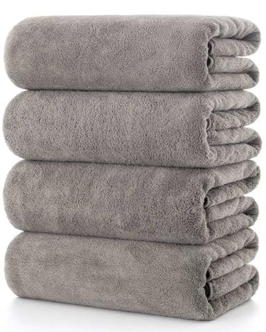 Lumimi Towels 4 Piece Bath Towel Set Super Soft Absorbent Light Weight Dry Well and Durable Gym Beach Travel, 55" L x 27" W, 4 Pack Elegant Grey Brown