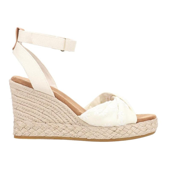 TOMS Women's Marisela Wedge Sandal, Natural Embroidered Floral, 8 UK