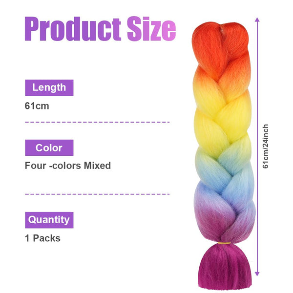 Aomig Braiding Hair Extensions, 1PC Ombre Braiding Hair, Jumbo Braids Hair Extension Synthetic Wig, Fashion Synthetic Braid Hair Extensions for Braiding Twist Braids Hair for Women