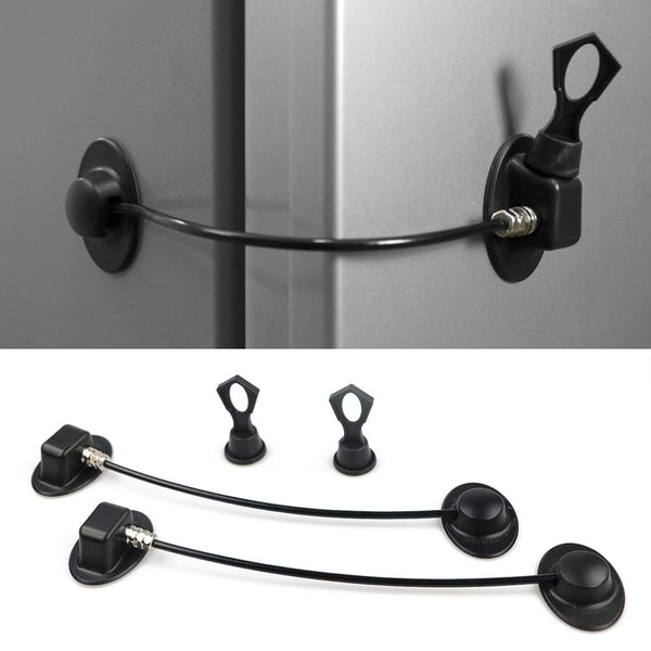 HoneSecur 2 Pack Refrigerator Lock with Magnetic, Child Safety Locks, Fridge Freezer Door Lock, for Cabinet Drawer, Convenient - Black