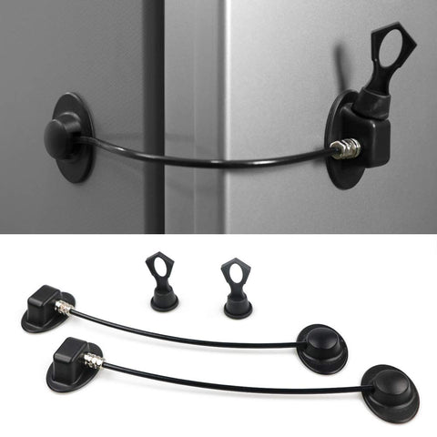 HoneSecur 2 Pack Refrigerator Lock with Magnetic, Child Safety Locks, Fridge Freezer Door Lock, for Cabinet Drawer, Convenient - Black