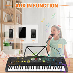 m zimoon Kids Piano Keyboard, 61 Keys Electronic Music Piano with LED Display,Music Stand,Mic, USB Power, Audio Cord Musical Instruments Education Toy Birthday for Boys Girls Beginner