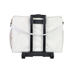 Everything Mary Craft Trolley Bag on Wheels, Cream aand Multi Floral - Craft Organiser on Wheels for Sewing, Scrapbooking, Paper Craft, and Art - Storage Case for Supplies and Accessories -