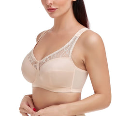 Ayigedu UK Plus Size Minimiser Bra Women Non-Wired Non-Padded Full Coverage Soft Cup Bra 40-D Beige