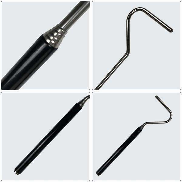 Jdbefuy Collapsible Snake Hook, 7.7" to 26" Stainless Steel Extensible Snake Catching Tool, Retractable Handling Hook for Controlling and Moving Small Snakes and Reptiles Up (Black)