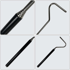 Jdbefuy Collapsible Snake Hook, 7.7" to 26" Stainless Steel Extensible Snake Catching Tool, Retractable Handling Hook for Controlling and Moving Small Snakes and Reptiles Up (Black)