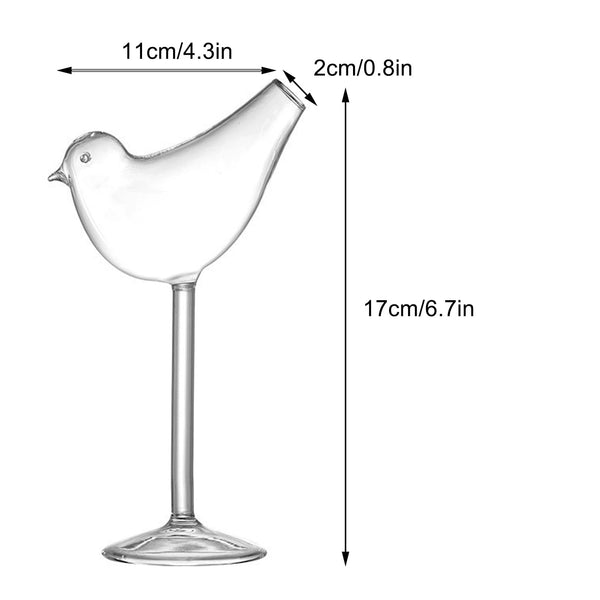 Set of 2 Bird Cocktail Glasses,120ml Unique Bird Shaped Wine Glass, Bird Design Cocktail Glass, Clear Wine Glasses Cocktail Glass for Party Bar