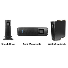Powercool Intelligent Rackmount UPS Series, Uninterruptible Power Supply, 3000VA, 3U, 2 x UK Socket, 3 x IEC 320 C13, 2 x RJ45, 1 x USB, Stand Alone, Rack Or Wall Mountable | Black