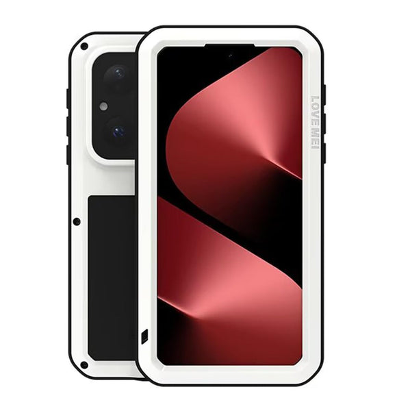 For Huawei Pura 80 Metal Case, LOVE MEI Outdoor Armor Tank Shockproof Dust/Dirt/Snow Proof Hybrid Heavy Duty Aluminum Metal Case (White, Huawei Pura 80 Ultra)