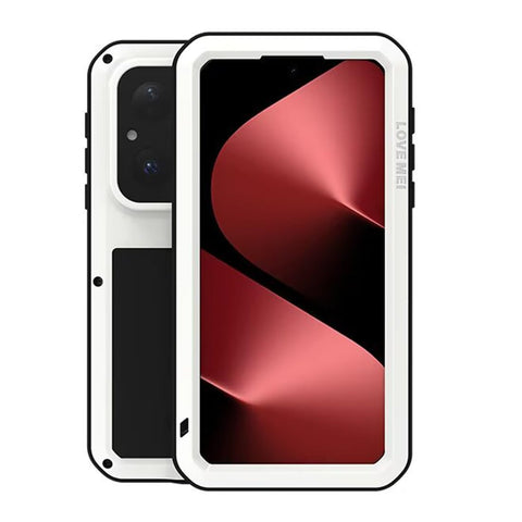 For Huawei Pura 80 Metal Case, LOVE MEI Outdoor Armor Tank Shockproof Dust/Dirt/Snow Proof Hybrid Heavy Duty Aluminum Metal Case (White, Huawei Pura 80 Ultra)