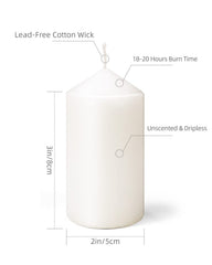 TRINIDa Premium Large Pillar Candle - 8 Pack White Pillar Candles in Eco-Kraft Paper Box, 50 x 100 mm | 25 Hour Long Burning Time - Ideal for Church, Home Decor and Special Occasions