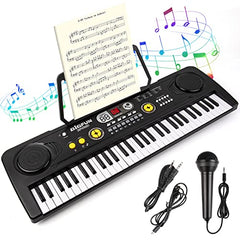 m zimoon Kids Piano Keyboard, 61 Keys Electronic Music Piano with LED Display,Music Stand,Mic, USB Power, Audio Cord Musical Instruments Education Toy Birthday for Boys Girls Beginner