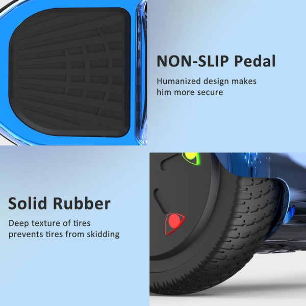 RCB Hoverboards for Kids and Adults 6.5 inch, Hoverboards with Bluetooth - Speaker - Colorful LED Lights, Hover Board Gift for Kids and Teenager