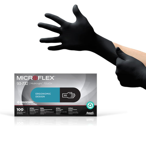 Ansell Microflex 93-732, Multipurpose Nitrile Disposable Gloves for Precise Handling and Mechanical Tasks, Latex Free, Powder-Free, Size XS (100 Pieces)
