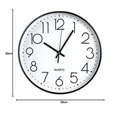 TOHOOYO Wall Clock 12 Inch Non-ticking Silent Quartz Decorative Clocks with Stereoscopic Dial Ultra-Quiet Movement Quartz for Office Classroom Home Living Room Bedroom Kitchen (Black)
