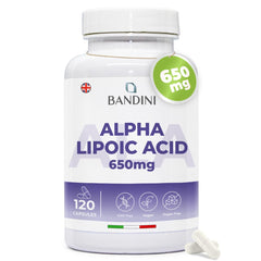 Bandini® Alpha Lipoic Acid 650mg | 120 High Strength ALA Vegan Capsules | 4 Month Supply | Alpha-Lipoic Acid Powerful Antioxidant | Maximum Absorption Aminoacid Supplement | No Synthetic Binders