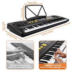 m zimoon Kids Piano Keyboard, 61 Keys Electronic Music Piano with LED Display,Music Stand,Mic, USB Power, Audio Cord Musical Instruments Education Toy Birthday for Boys Girls Beginner