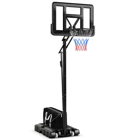 GYMAX Basketball Hoop and Stand, 12FT Portable Basketball Set with 44" Backboard, Wheels, Stable Base & Secure Bag, Professional Basketball Hoop System for Outdoor Indoor (308-368cm)